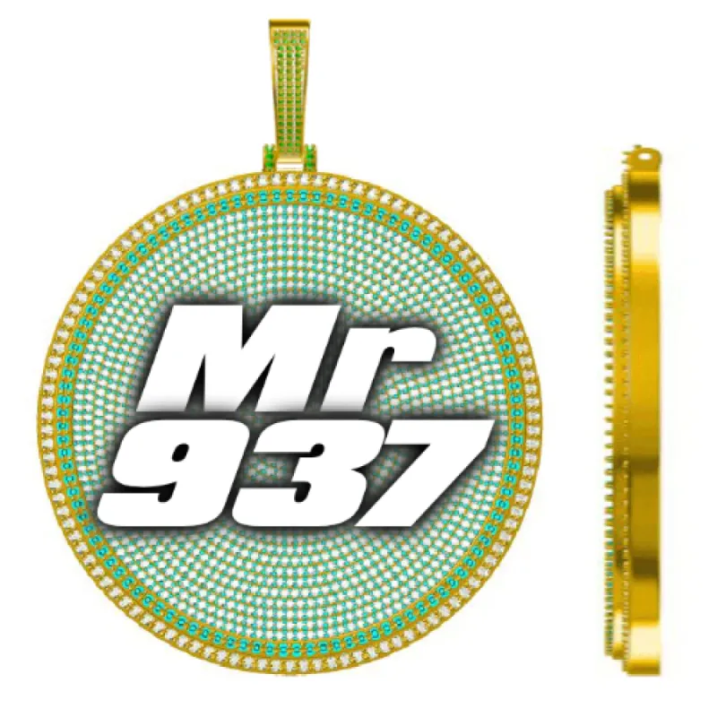 CUSTOM LETTER NECKLACE 3D BIG DISC sold by The GUU Shop