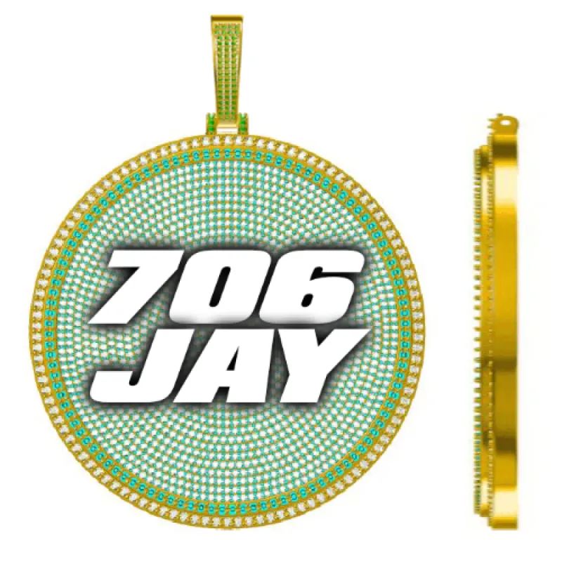 CUSTOM LETTER NECKLACE 3D BIG DISC sold by The GUU Shop