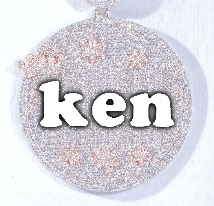 CUSTOM LETTER NECKLACE 3D BIG CROWN DISC sold by The GUU Shop