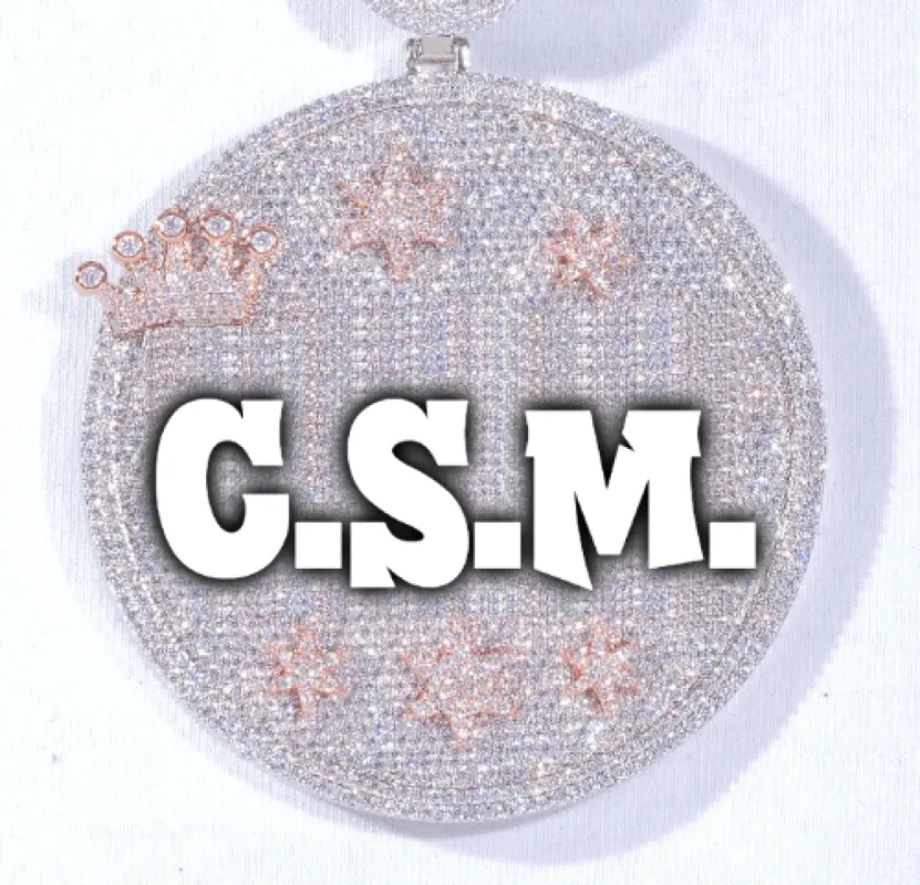 CUSTOM LETTER NECKLACE 3D BIG CROWN DISC sold by The GUU Shop