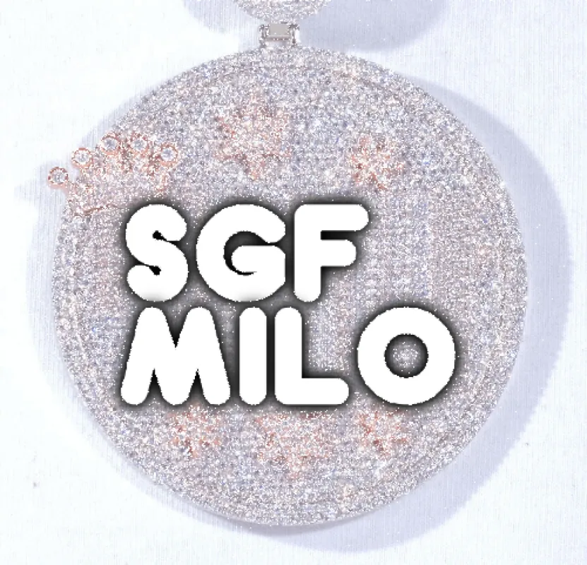 CUSTOM LETTER NECKLACE 3D BIG CROWN DISC sold by The GUU Shop