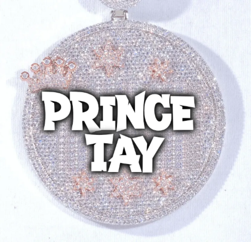 CUSTOM LETTER NECKLACE 3D BIG CROWN DISC sold by The GUU Shop