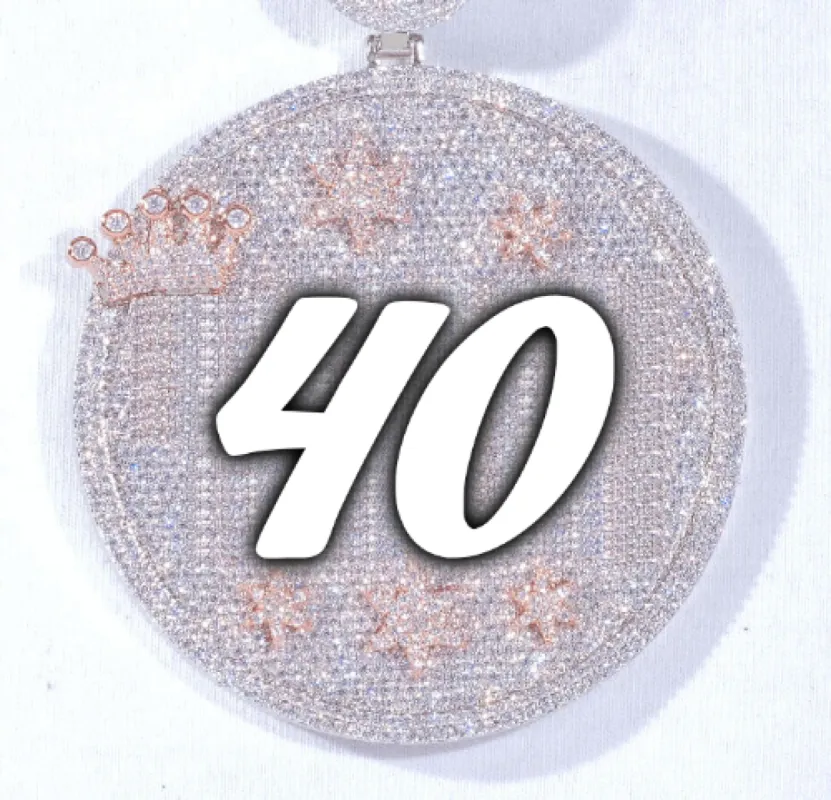 CUSTOM LETTER NECKLACE 3D BIG CROWN DISC sold by The GUU Shop