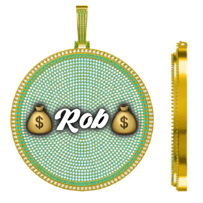 CUSTOM LETTER NECKLACE 3D BIG DISC sold by The GUU Shop