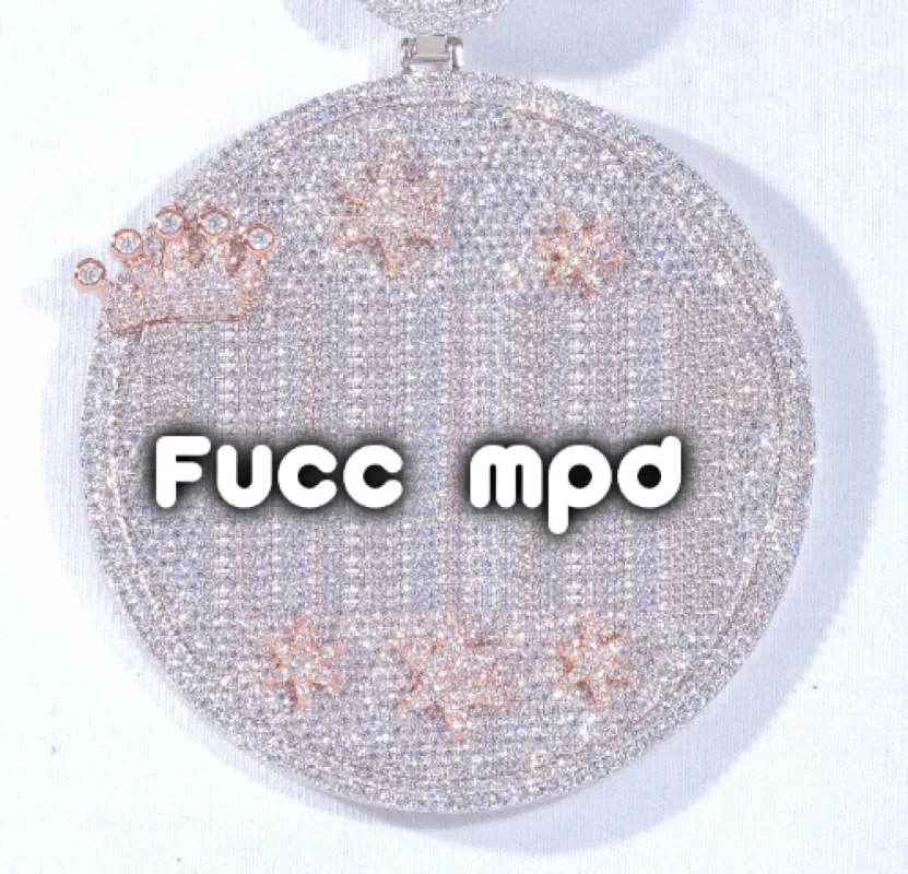 CUSTOM LETTER NECKLACE 3D BIG CROWN DISC sold by The GUU Shop