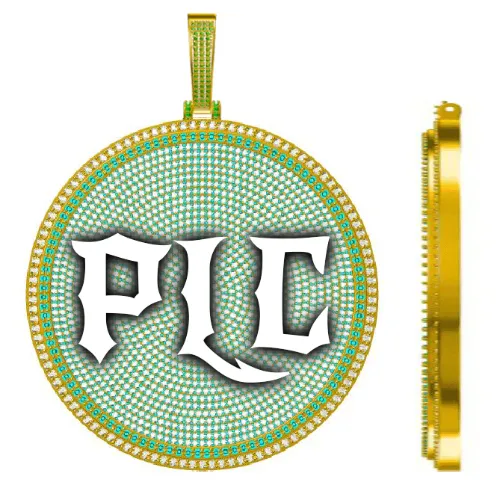 CUSTOM LETTER NECKLACE 3D BIG DISC sold by The GUU Shop