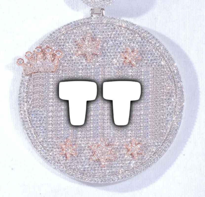 CUSTOM LETTER NECKLACE 3D BIG CROWN DISC sold by The GUU Shop