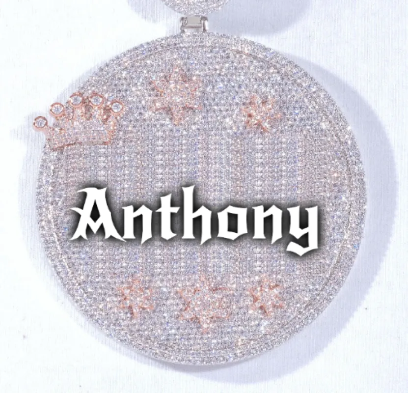 CUSTOM LETTER NECKLACE 3D BIG CROWN DISC sold by The GUU Shop