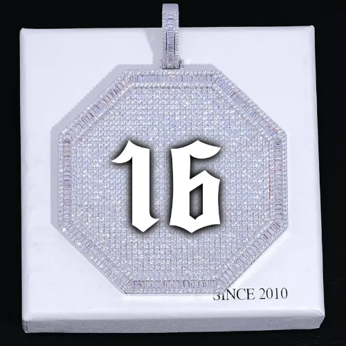 CUSTOM LETTER NECKLACE 3D BIG OCTAGON sold by The GUU Shop