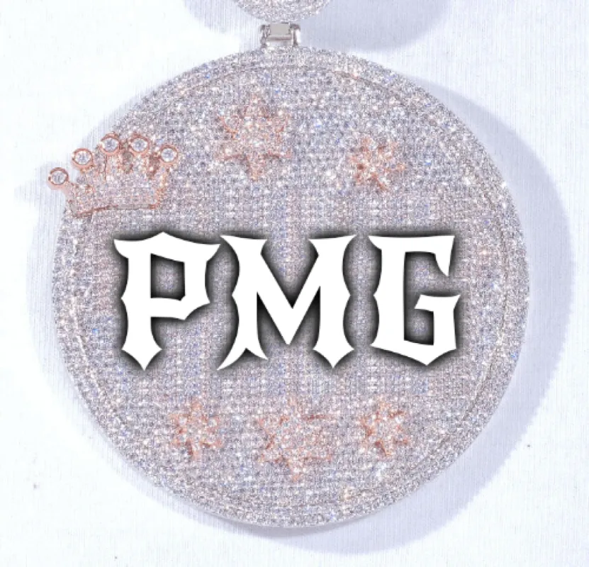 CUSTOM LETTER NECKLACE 3D BIG CROWN DISC sold by The GUU Shop