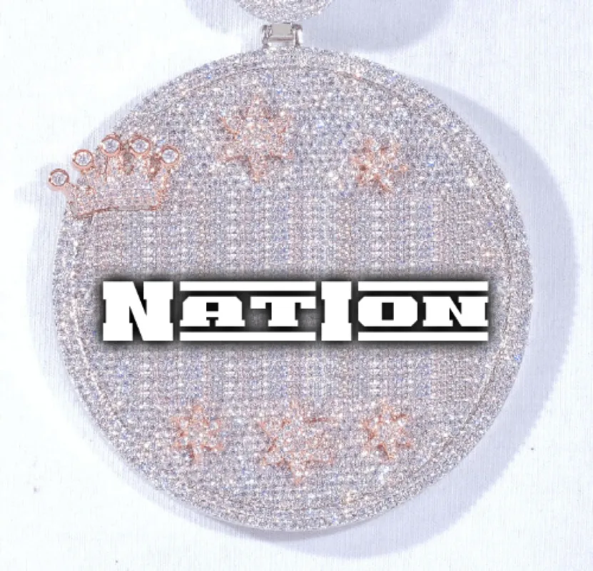 CUSTOM LETTER NECKLACE 3D BIG CROWN DISC sold by The GUU Shop