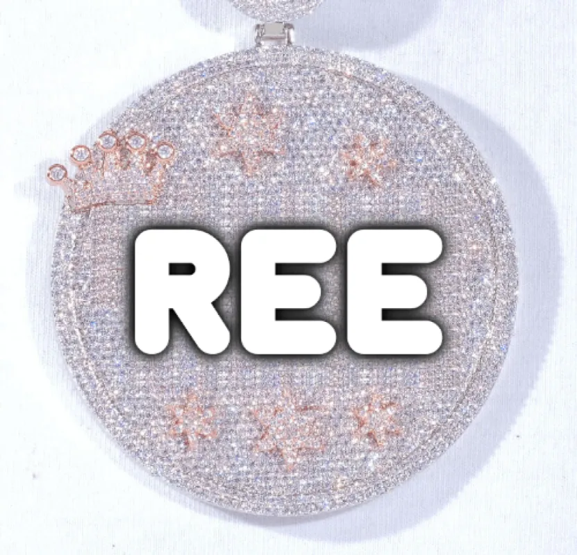 CUSTOM LETTER NECKLACE 3D BIG CROWN DISC sold by The GUU Shop