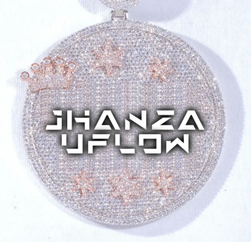 CUSTOM LETTER NECKLACE 3D BIG CROWN DISC sold by The GUU Shop