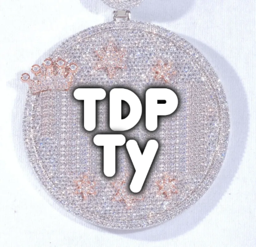 CUSTOM LETTER NECKLACE 3D BIG CROWN DISC sold by The GUU Shop