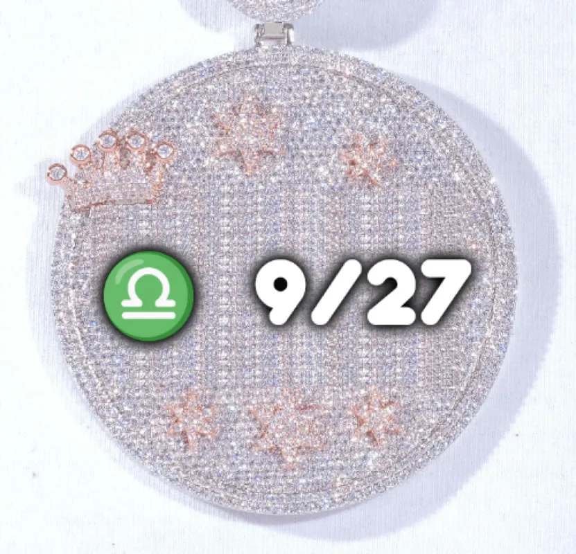 CUSTOM LETTER NECKLACE 3D BIG CROWN DISC sold by The GUU Shop