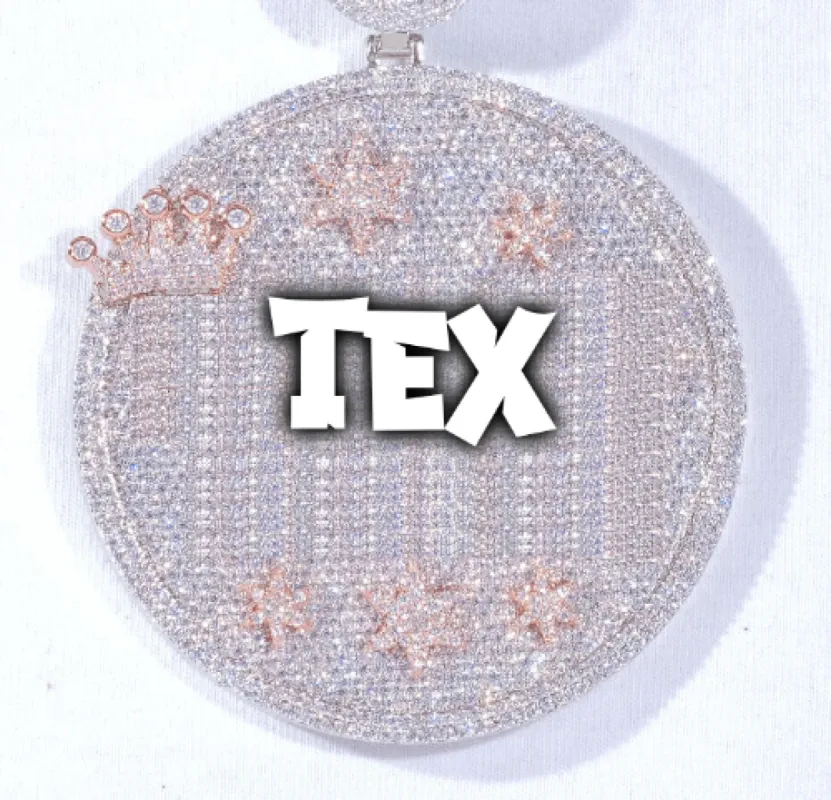CUSTOM LETTER NECKLACE 3D BIG CROWN DISC sold by The GUU Shop