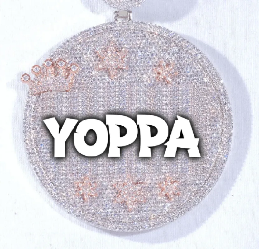 CUSTOM LETTER NECKLACE 3D BIG CROWN DISC sold by The GUU Shop