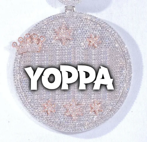 CUSTOM LETTER NECKLACE 3D BIG CROWN DISC sold by The GUU Shop