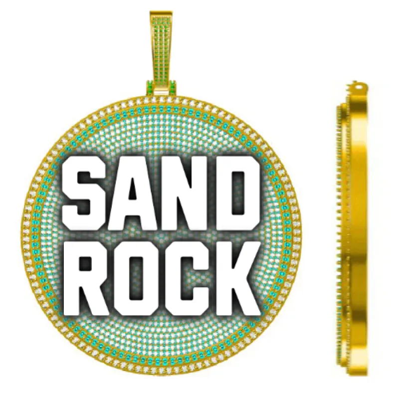 CUSTOM LETTER NECKLACE 3D BIG DISC sold by The GUU Shop