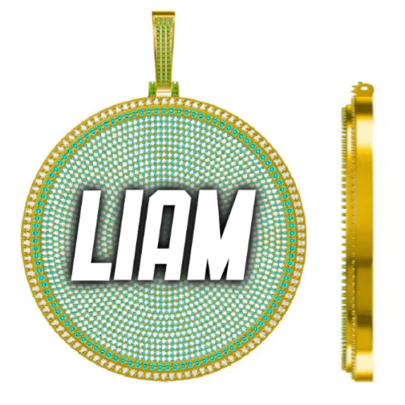 CUSTOM LETTER NECKLACE 3D BIG DISC sold by The GUU Shop