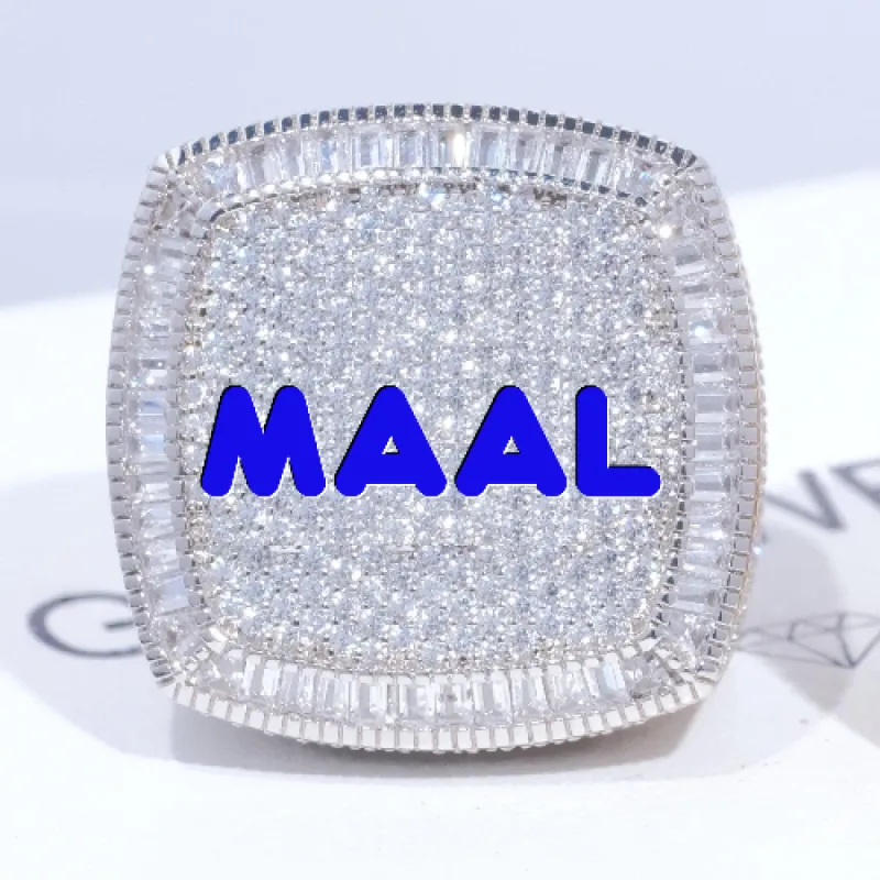 CUSTOM LETTER 3D ICED RING sold by The GUU Shop