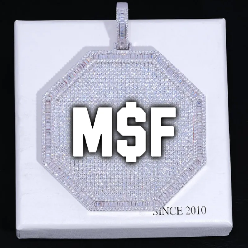 CUSTOM LETTER NECKLACE 3D BIG OCTAGON sold by The GUU Shop