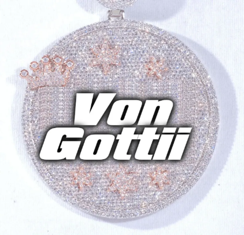 CUSTOM LETTER NECKLACE 3D BIG CROWN DISC sold by The GUU Shop