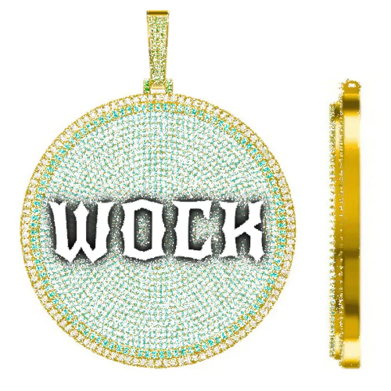 CUSTOM LETTER NECKLACE 3D BIG DISC sold by The GUU Shop