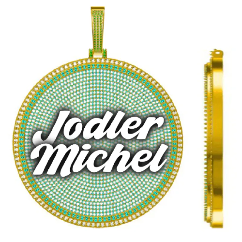 CUSTOM LETTER NECKLACE 3D BIG DISC sold by The GUU Shop