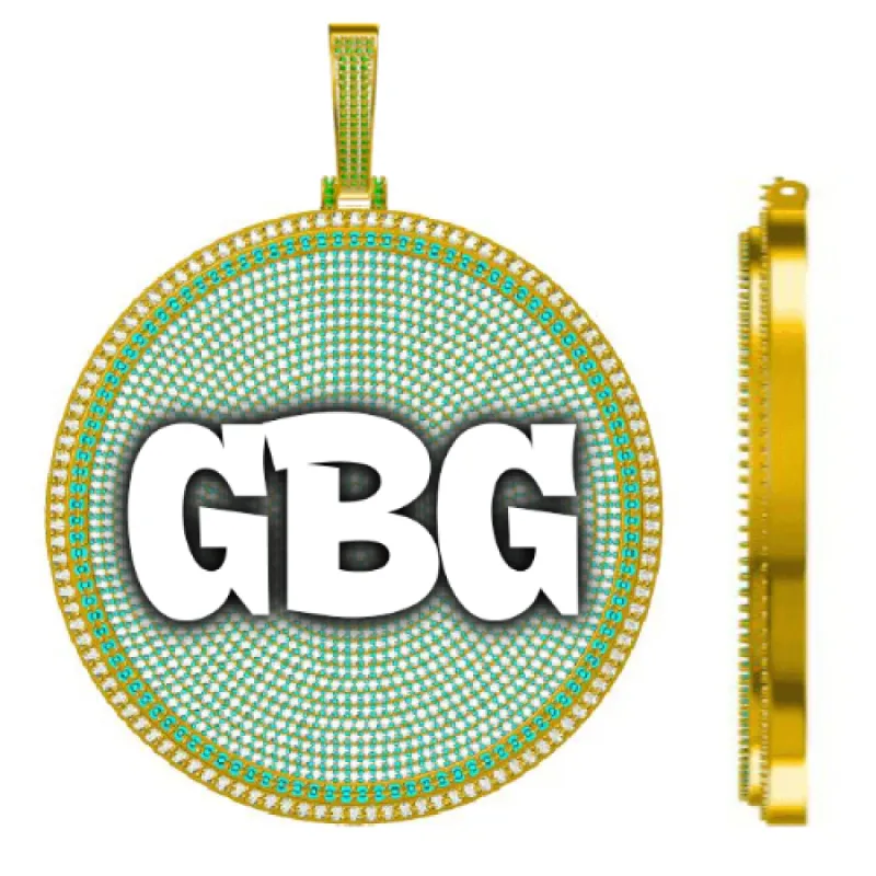 CUSTOM LETTER NECKLACE 3D BIG DISC sold by The GUU Shop