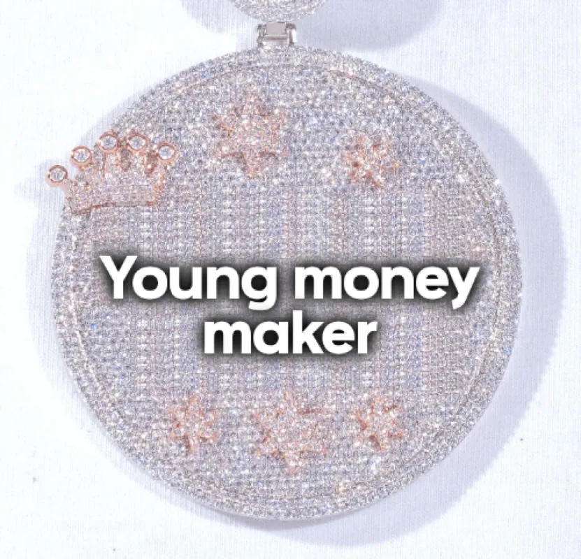 CUSTOM LETTER NECKLACE 3D BIG CROWN DISC sold by The GUU Shop