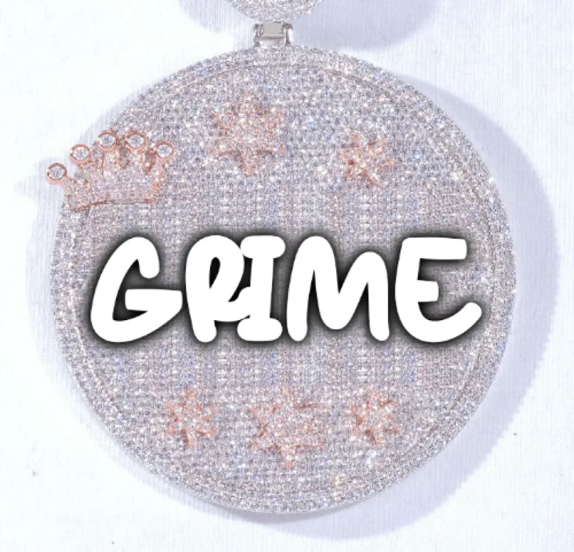 CUSTOM LETTER NECKLACE 3D BIG CROWN DISC sold by The GUU Shop