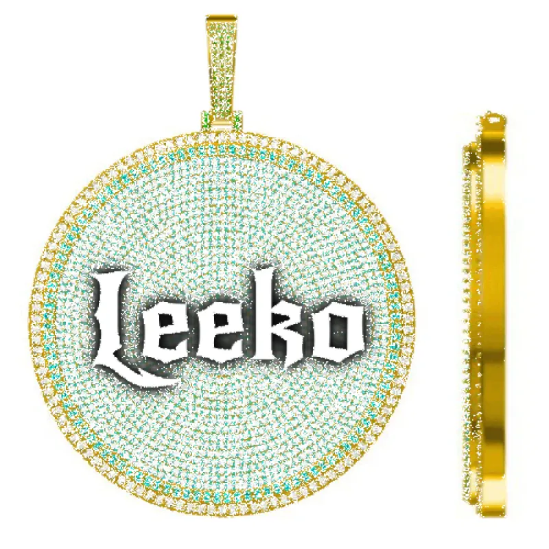 CUSTOM LETTER NECKLACE 3D BIG DISC sold by The GUU Shop