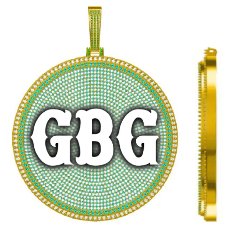 CUSTOM LETTER NECKLACE 3D BIG DISC sold by The GUU Shop