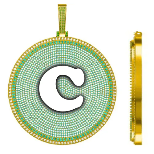 CUSTOM LETTER NECKLACE 3D BIG DISC sold by The GUU Shop