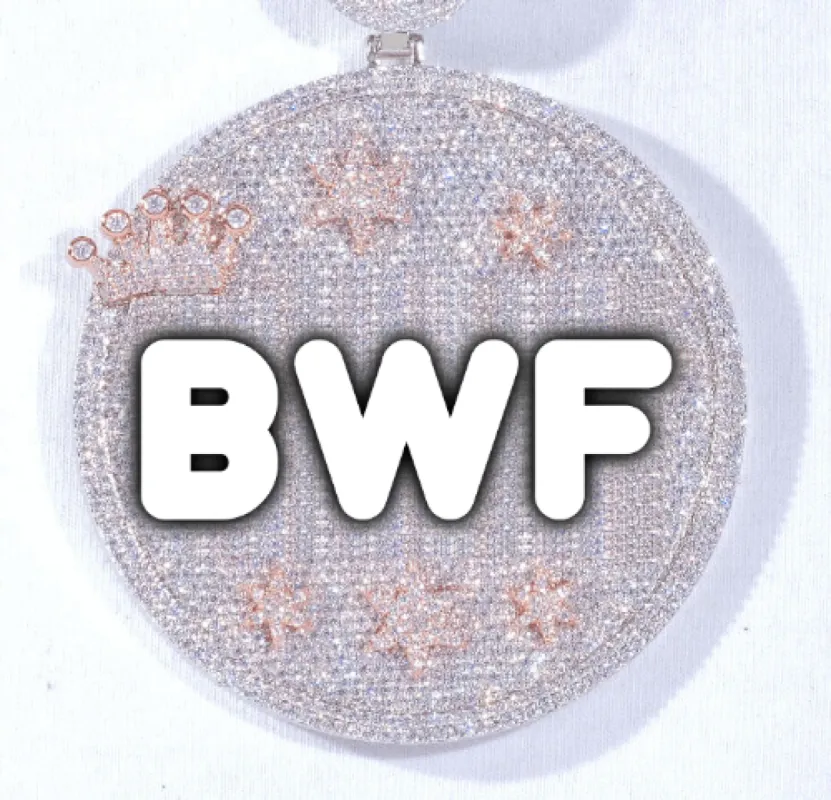 CUSTOM LETTER NECKLACE 3D BIG CROWN DISC sold by The GUU Shop