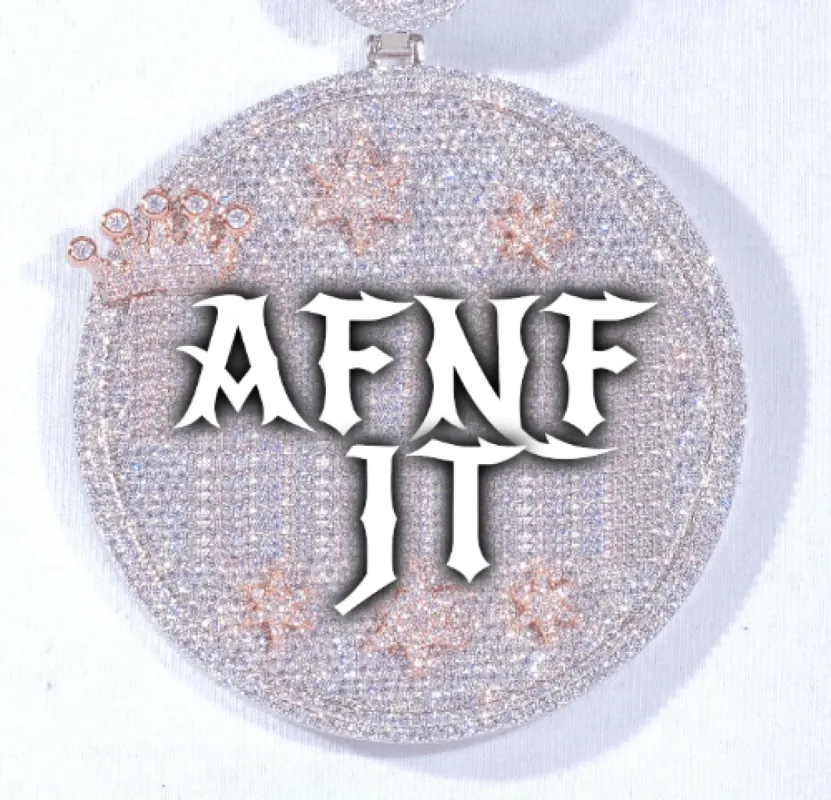 CUSTOM LETTER NECKLACE 3D BIG CROWN DISC sold by The GUU Shop