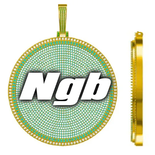 CUSTOM LETTER NECKLACE 3D BIG DISC sold by The GUU Shop