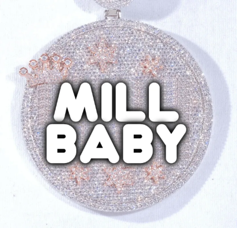 CUSTOM LETTER NECKLACE 3D BIG CROWN DISC sold by The GUU Shop