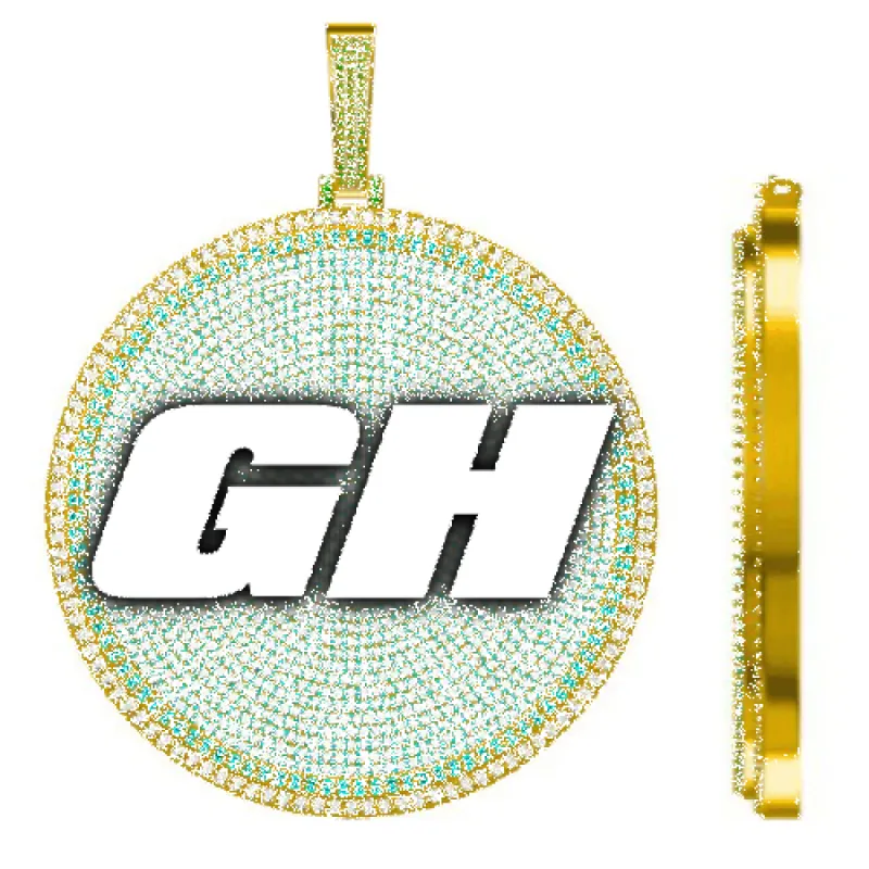 CUSTOM LETTER NECKLACE 3D BIG DISC sold by The GUU Shop