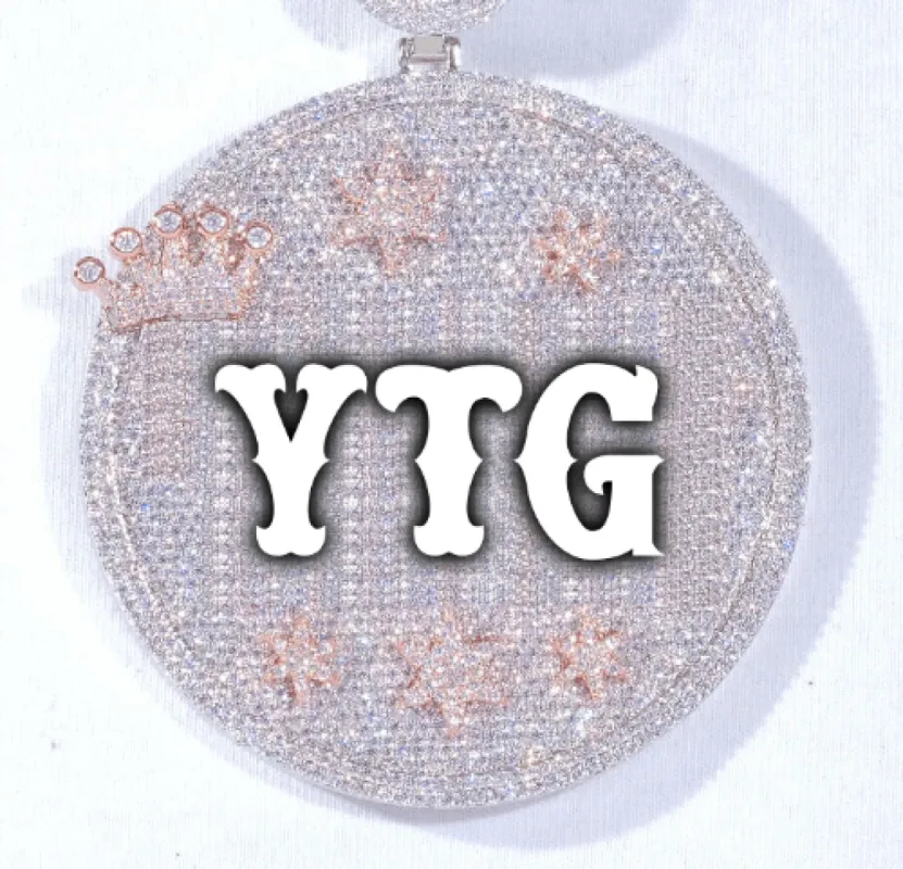 CUSTOM LETTER NECKLACE 3D BIG CROWN DISC sold by The GUU Shop