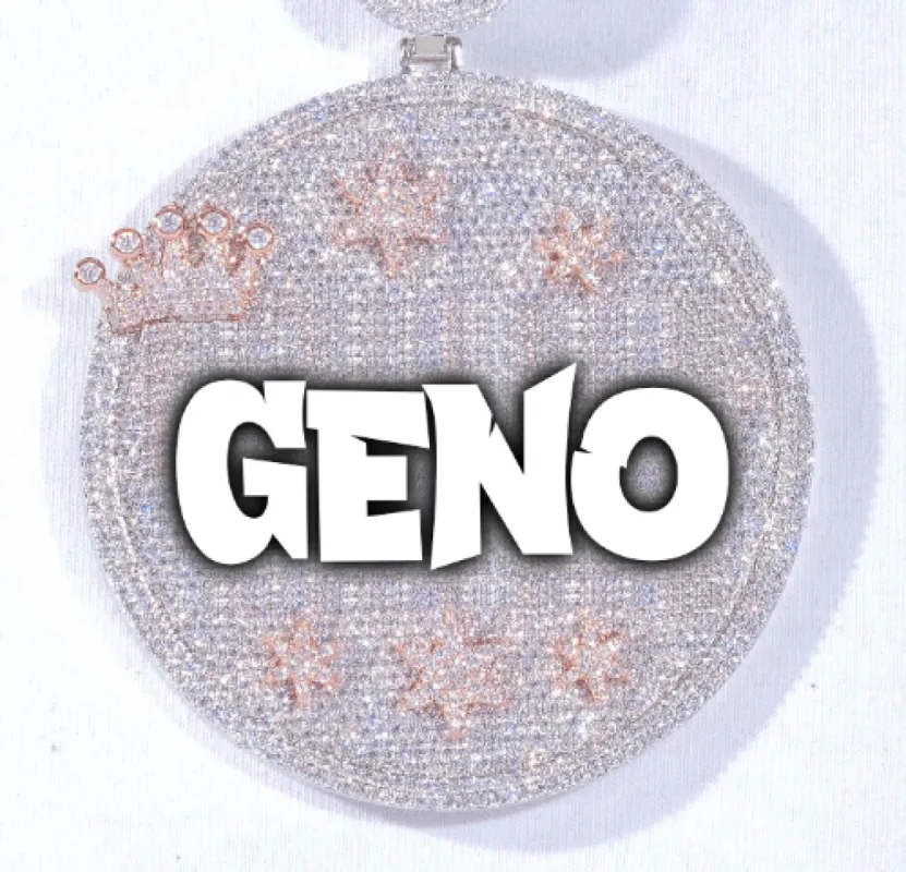 CUSTOM LETTER NECKLACE 3D BIG CROWN DISC sold by The GUU Shop