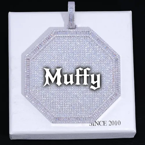 CUSTOM LETTER NECKLACE 3D BIG OCTAGON sold by The GUU Shop