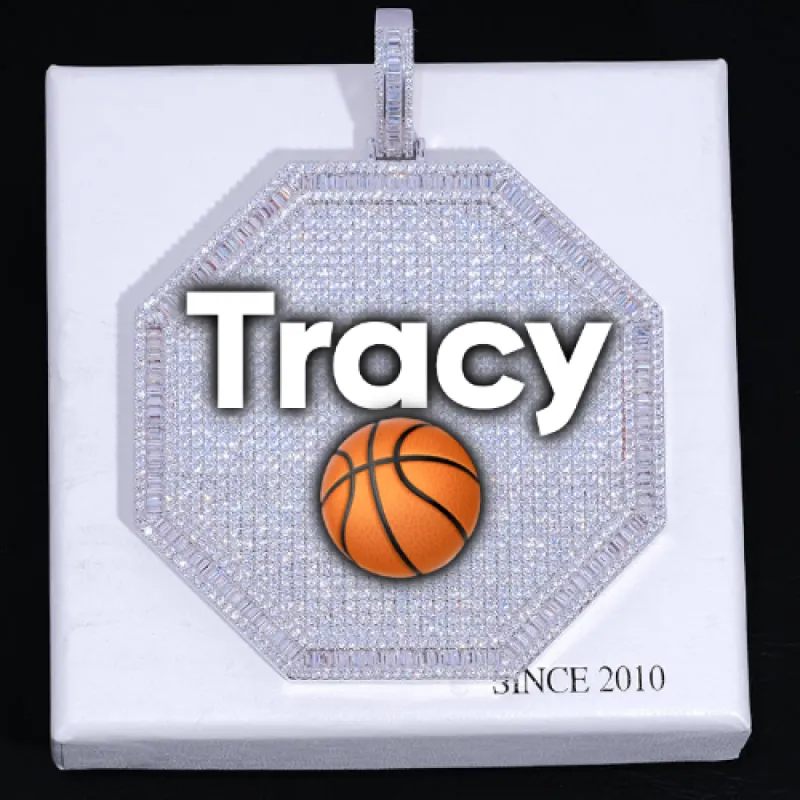 CUSTOM LETTER NECKLACE 3D BIG OCTAGON sold by The GUU Shop