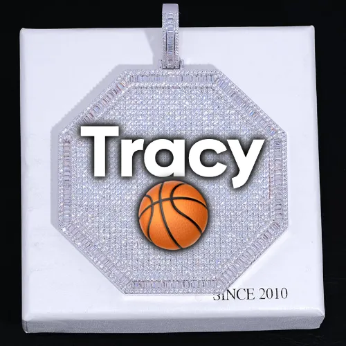 CUSTOM LETTER NECKLACE 3D BIG OCTAGON sold by The GUU Shop