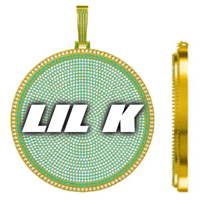 CUSTOM LETTER NECKLACE 3D BIG DISC sold by The GUU Shop