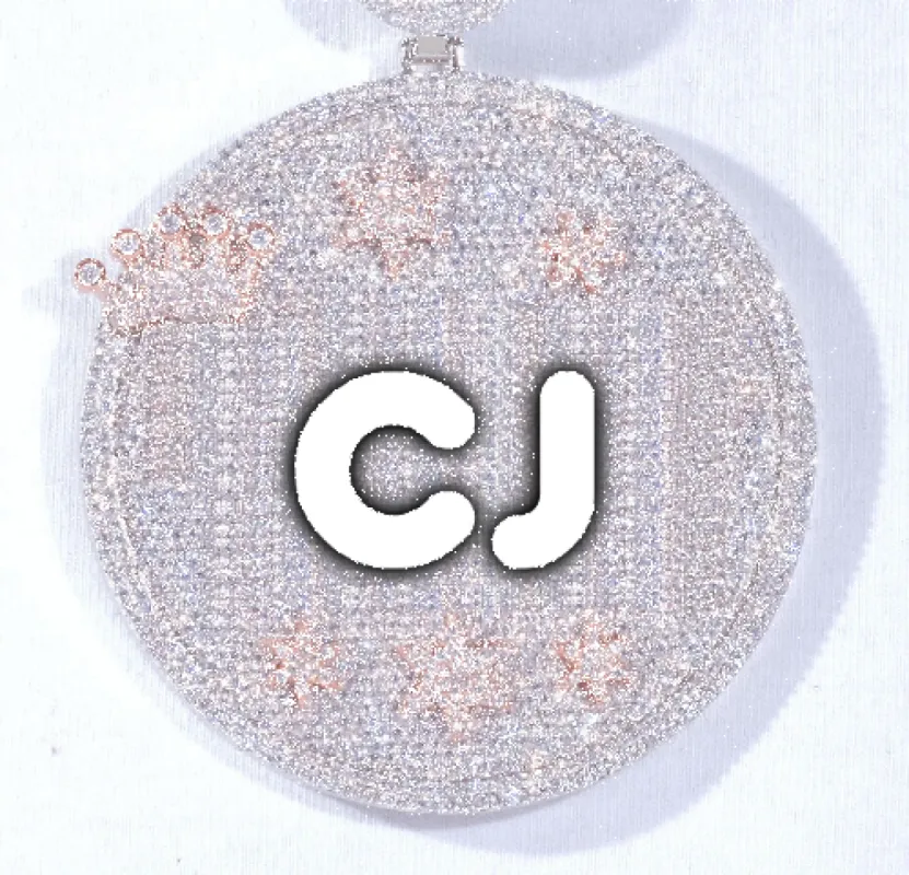 CUSTOM LETTER NECKLACE 3D BIG CROWN DISC made by The GUU Shop