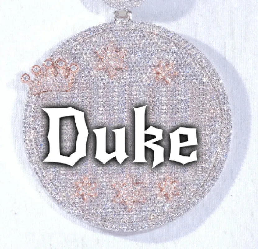 CUSTOM LETTER NECKLACE 3D BIG CROWN DISC sold by The GUU Shop