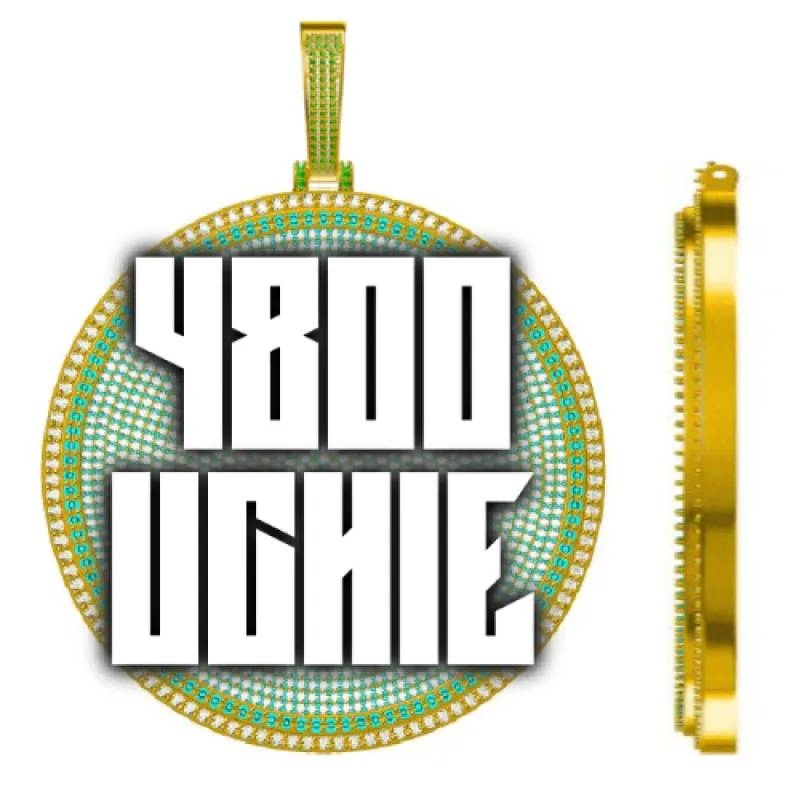 CUSTOM LETTER NECKLACE 3D BIG DISC sold by The GUU Shop