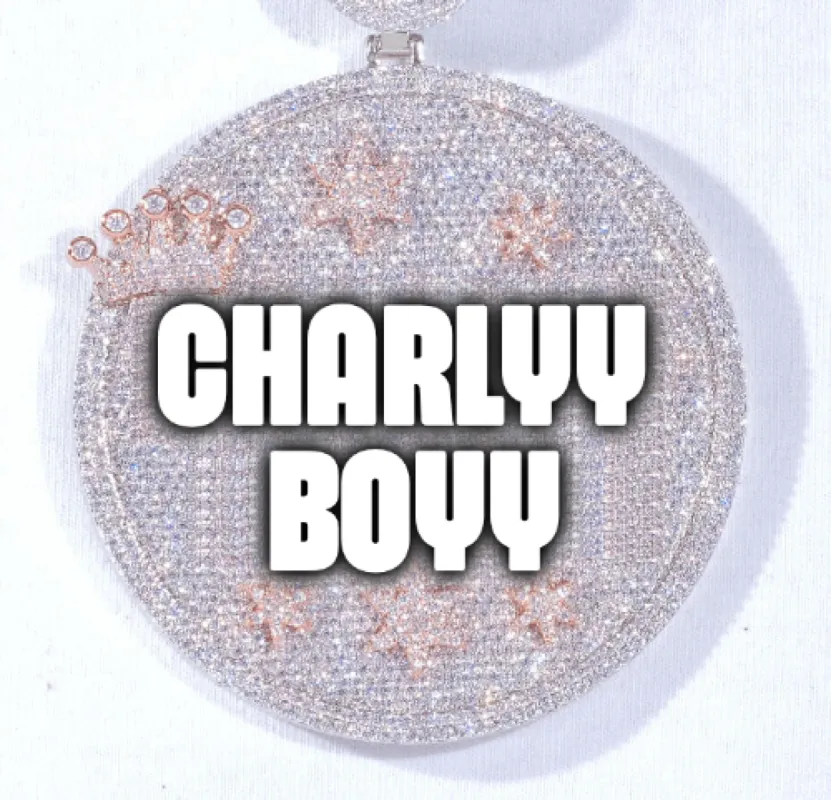 CUSTOM LETTER NECKLACE 3D BIG CROWN DISC sold by The GUU Shop